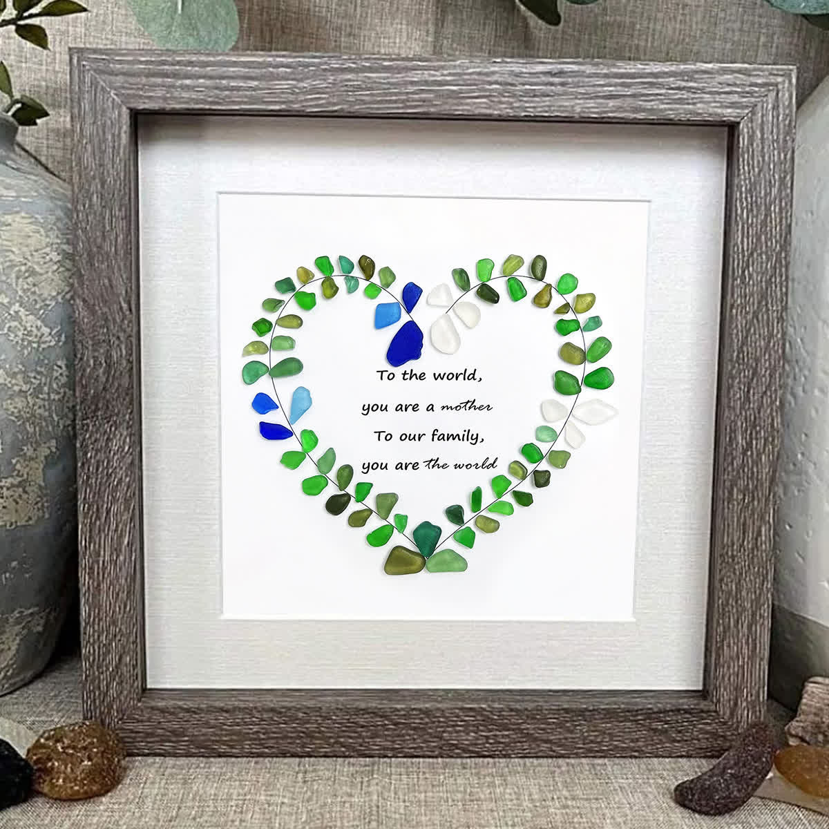 To Our Family Mom You Are The World Sea Glass Framed Art - image 4