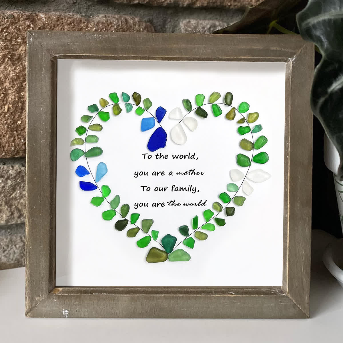 To Our Family Mom You Are The World Sea Glass Framed Art - image 0