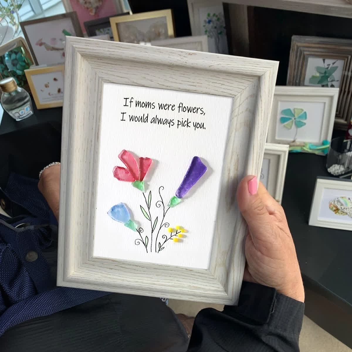 If Mothers Were Flowers Sea Glass Framed Art - image 3
