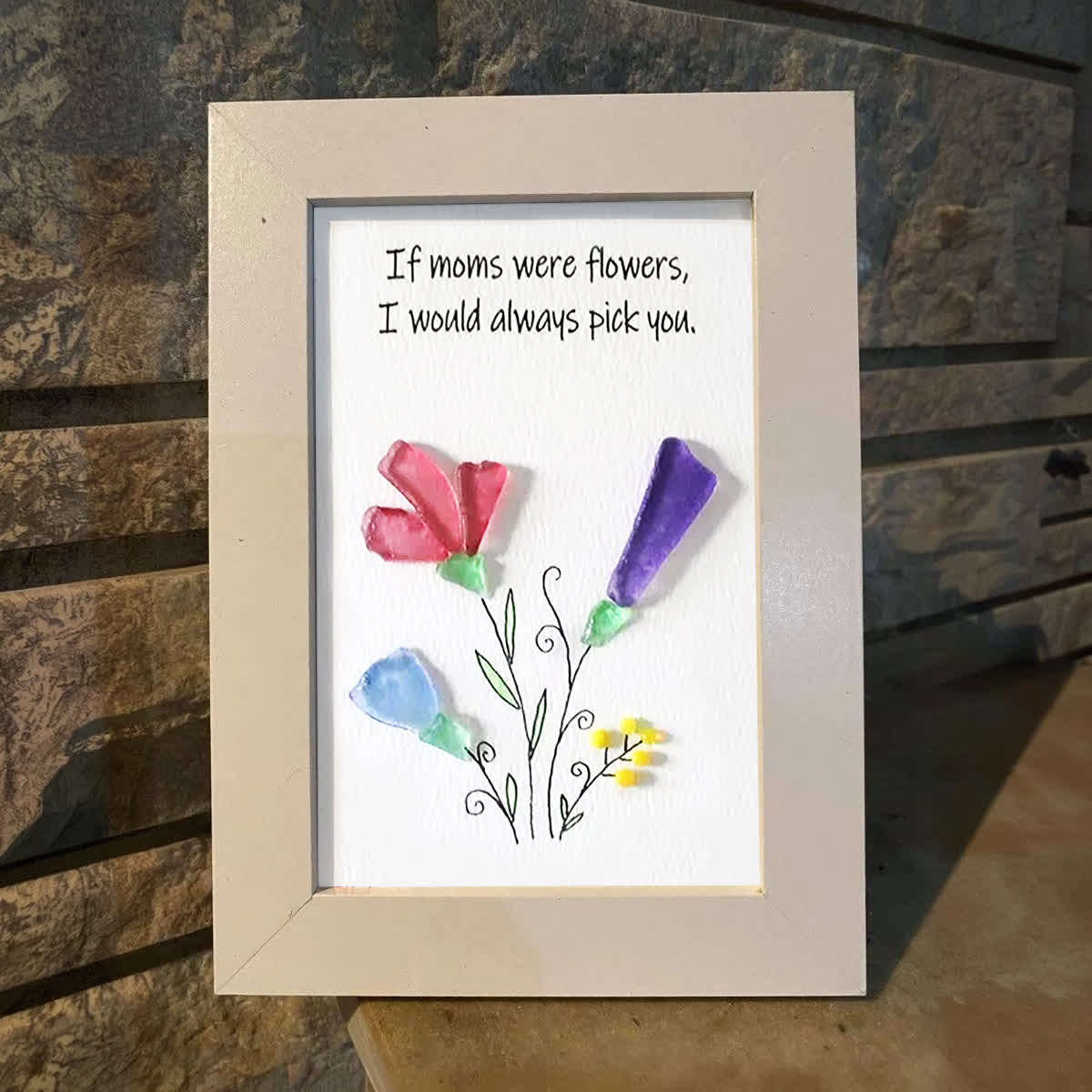 If Mothers Were Flowers Sea Glass Framed Art - image 4