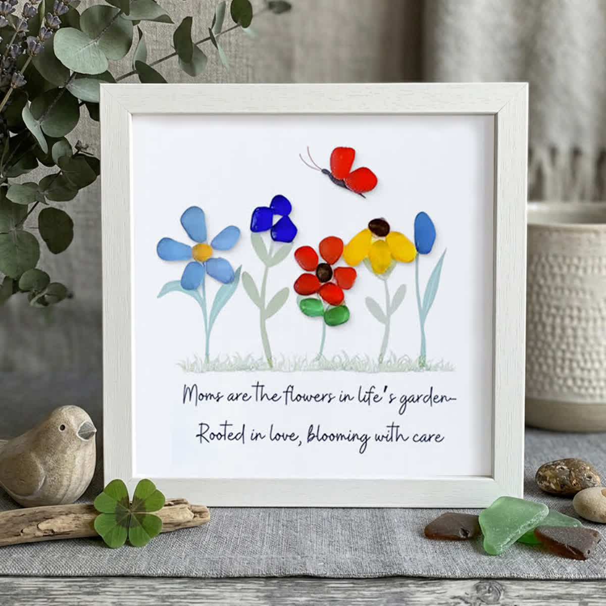 Moms Are Like Garden Sea Glass Framed Art - White - 8" X 8" - image 12
