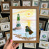 Couple Lighthouse Sunset Sea Glass Framed Art - Walnut Brown - 8" X 6" - image 7