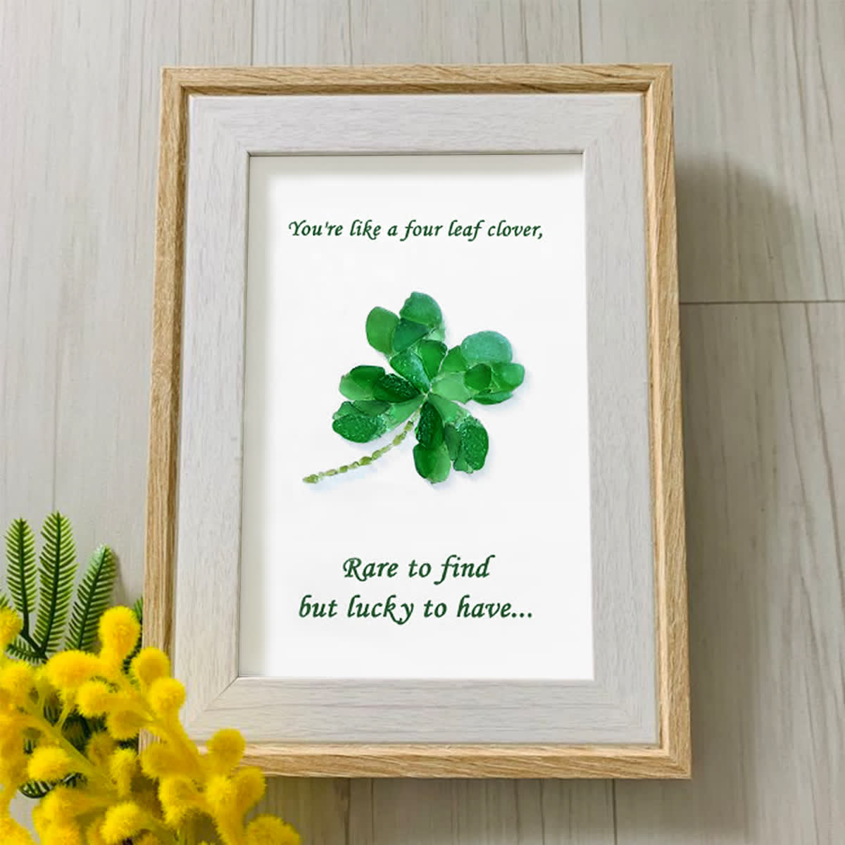 You Are My Four Leaf Clover Sea Glass Framed Art - image 0