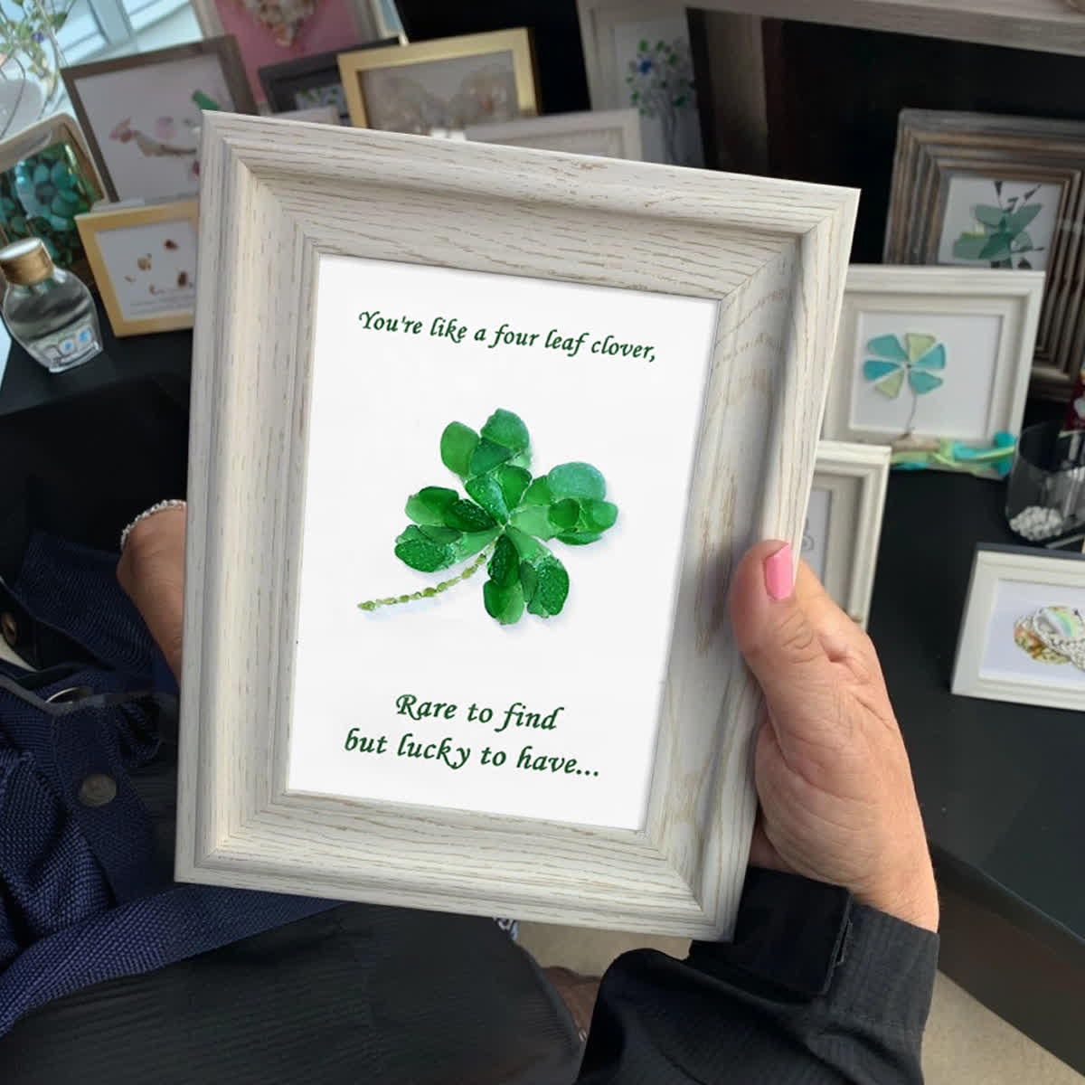 You Are My Four Leaf Clover Sea Glass Framed Art - image 3