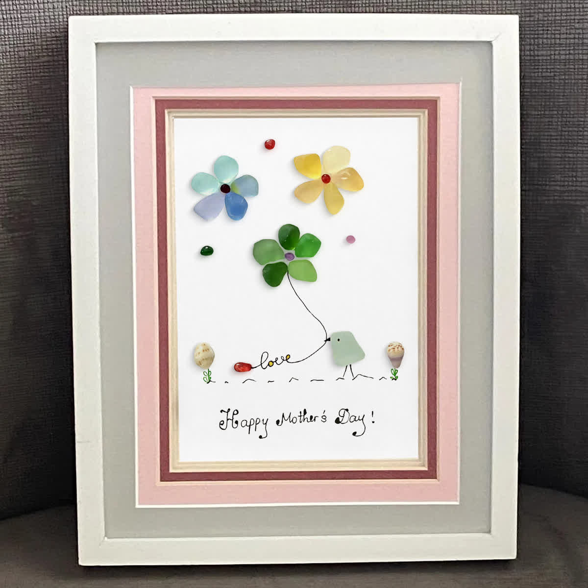 Mother's Day Colorful Bird & Flowers Sea Glass Framed Art - image 5