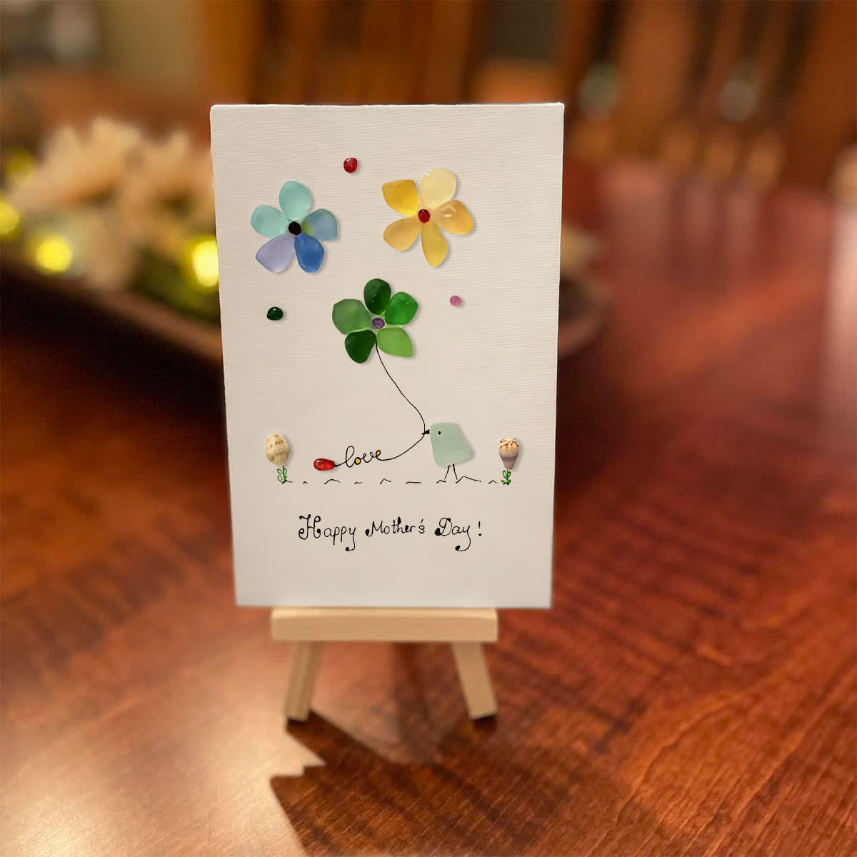 Mother's Day Colorful Bird & Flowers Sea Glass Framed Art - image 3