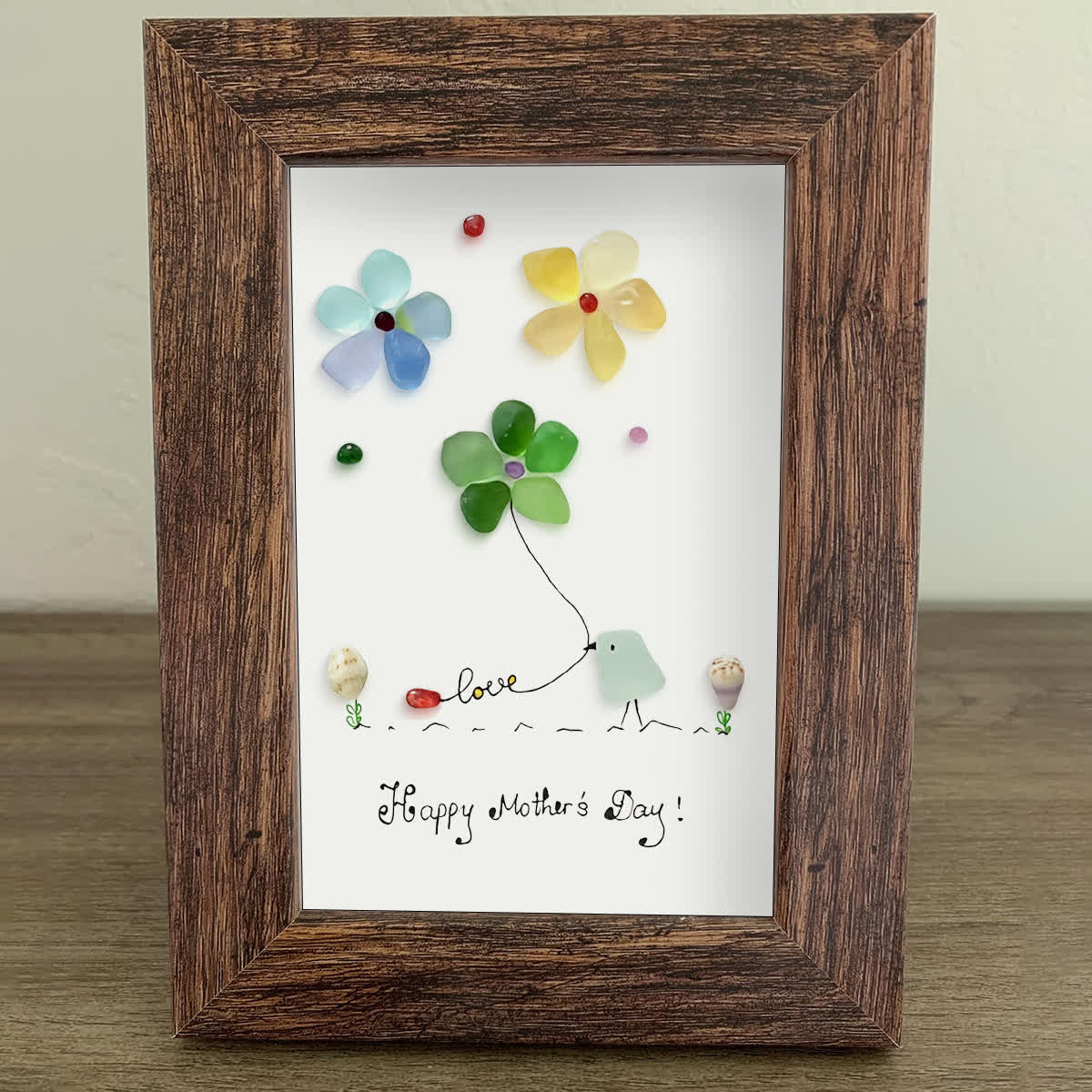 Mother's Day Colorful Bird & Flowers Sea Glass Framed Art - image 6