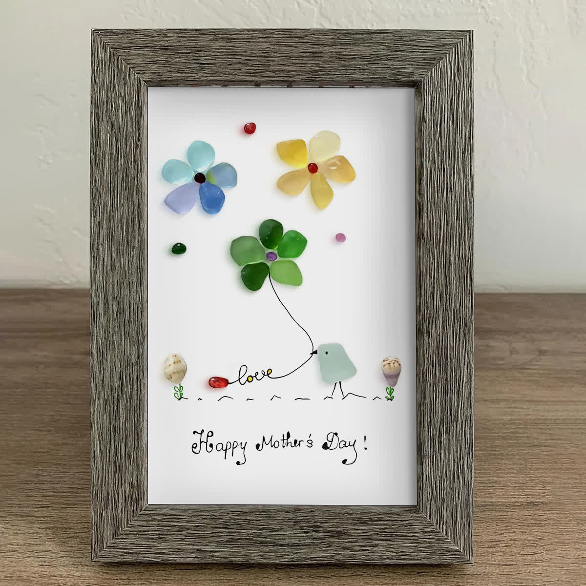 Mother's Day Colorful Bird & Flowers Sea Glass Framed Art - image 8