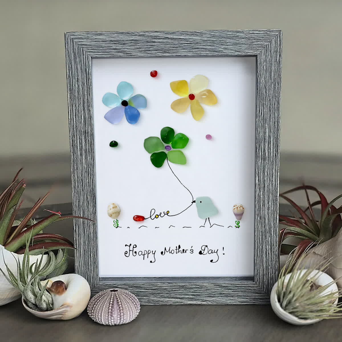 Mother's Day Colorful Bird & Flowers Sea Glass Framed Art - image 9