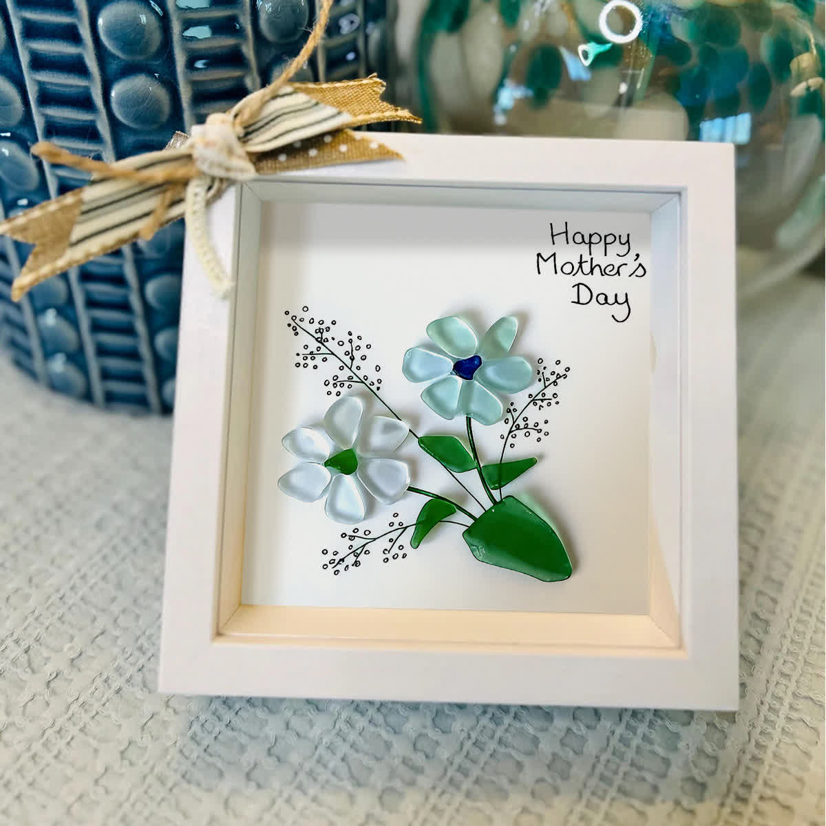 Blooms For Mom Pure Elegance Sea Glass Framed Art - image 0