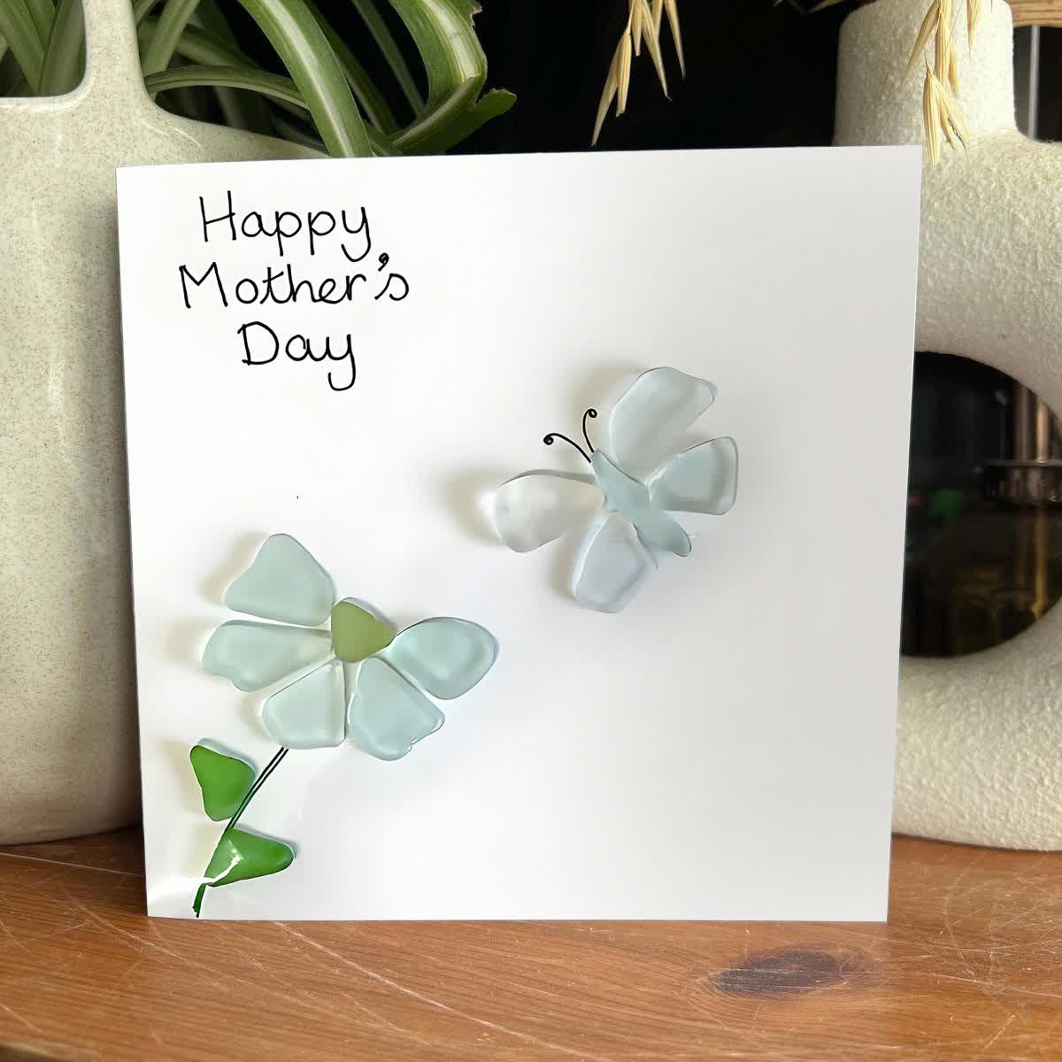 A Little Love Note Sea Glass Framed Art For Mom - Seaglass Card - 8" X 8" - image 1
