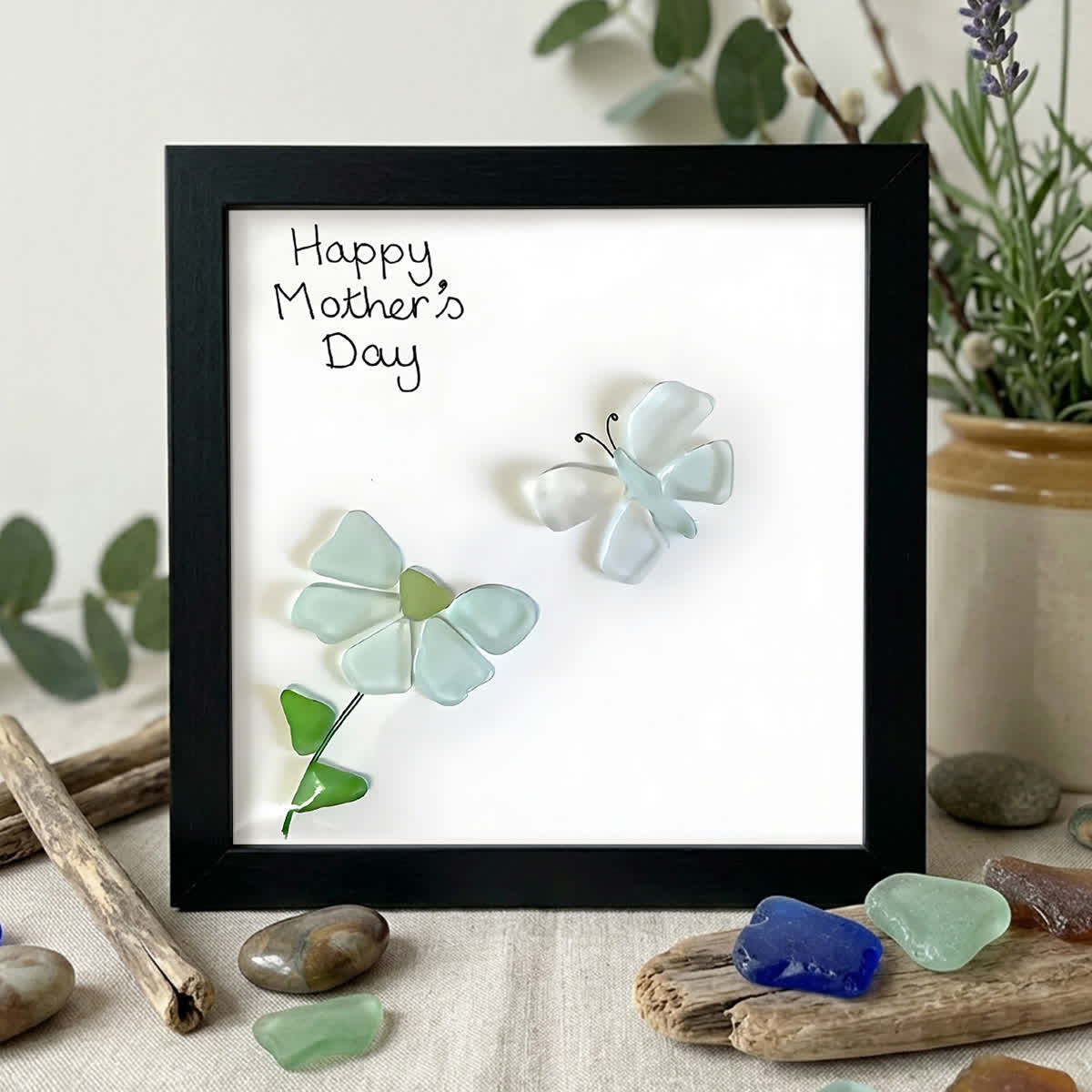 A Little Love Note Sea Glass Framed Art For Mom - Black - 8" X 8" - image 9