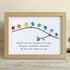 Family Birds On Branch Sea Glass Framed Art - Oak - 6" X 8" - image 7