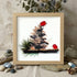 Red Birds Perched On A Pinecone Sea Glass Framed Art - Oak - 8" X 8" - image 8