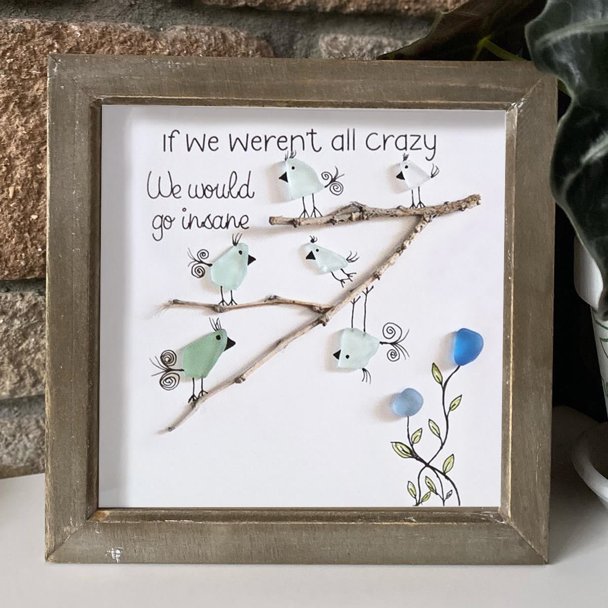 Carefree Vibe Birds Sea Glass Framed Art - image 0