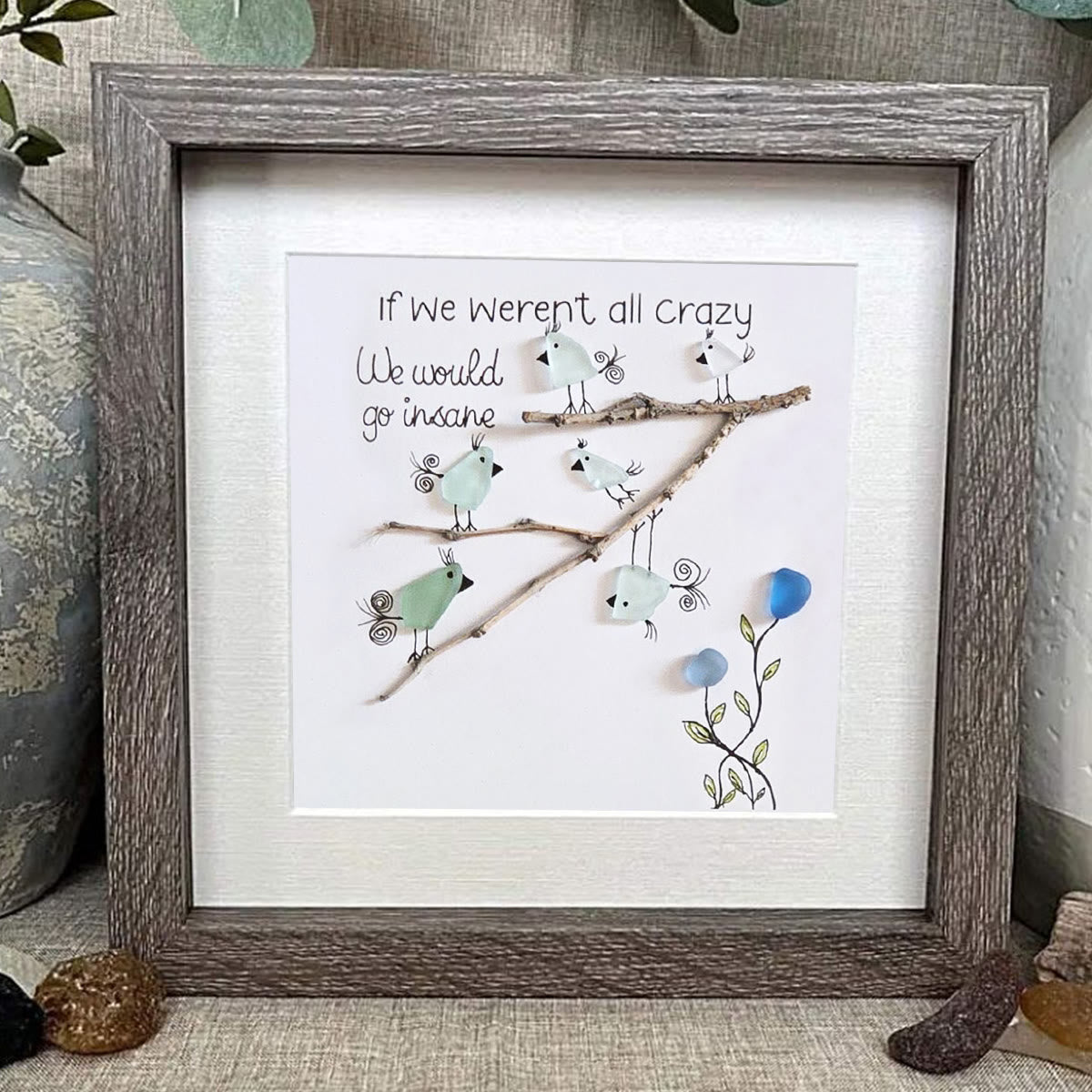 Carefree Vibe Birds Sea Glass Framed Art - image 2
