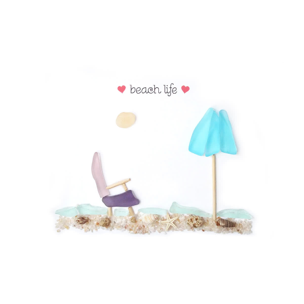 Happy Retirement Beach Chair And Umbrella Sea Glass Framed Art - image 2
