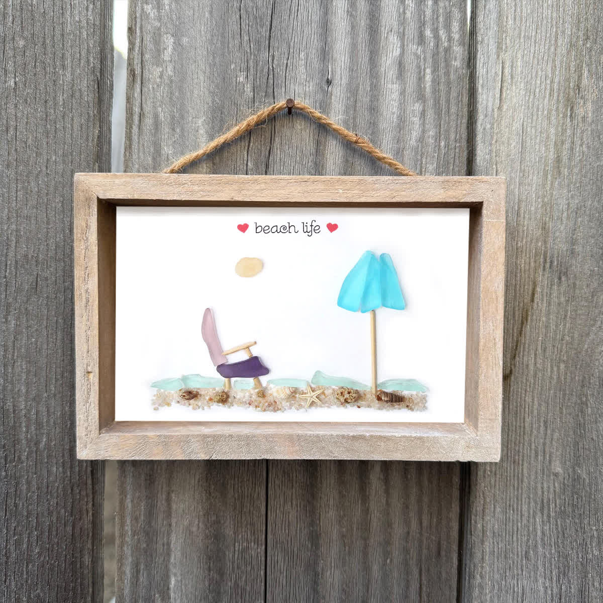 Happy Retirement Beach Chair And Umbrella Sea Glass Framed Art - image 6