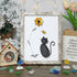 Black Pebble Cat And Yellow Flower Sea Glass Framed Art - Retro White - 8" X 6" - image 13