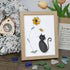 Black Pebble Cat And Yellow Flower Sea Glass Framed Art - Oak - 8" X 6" - image 9