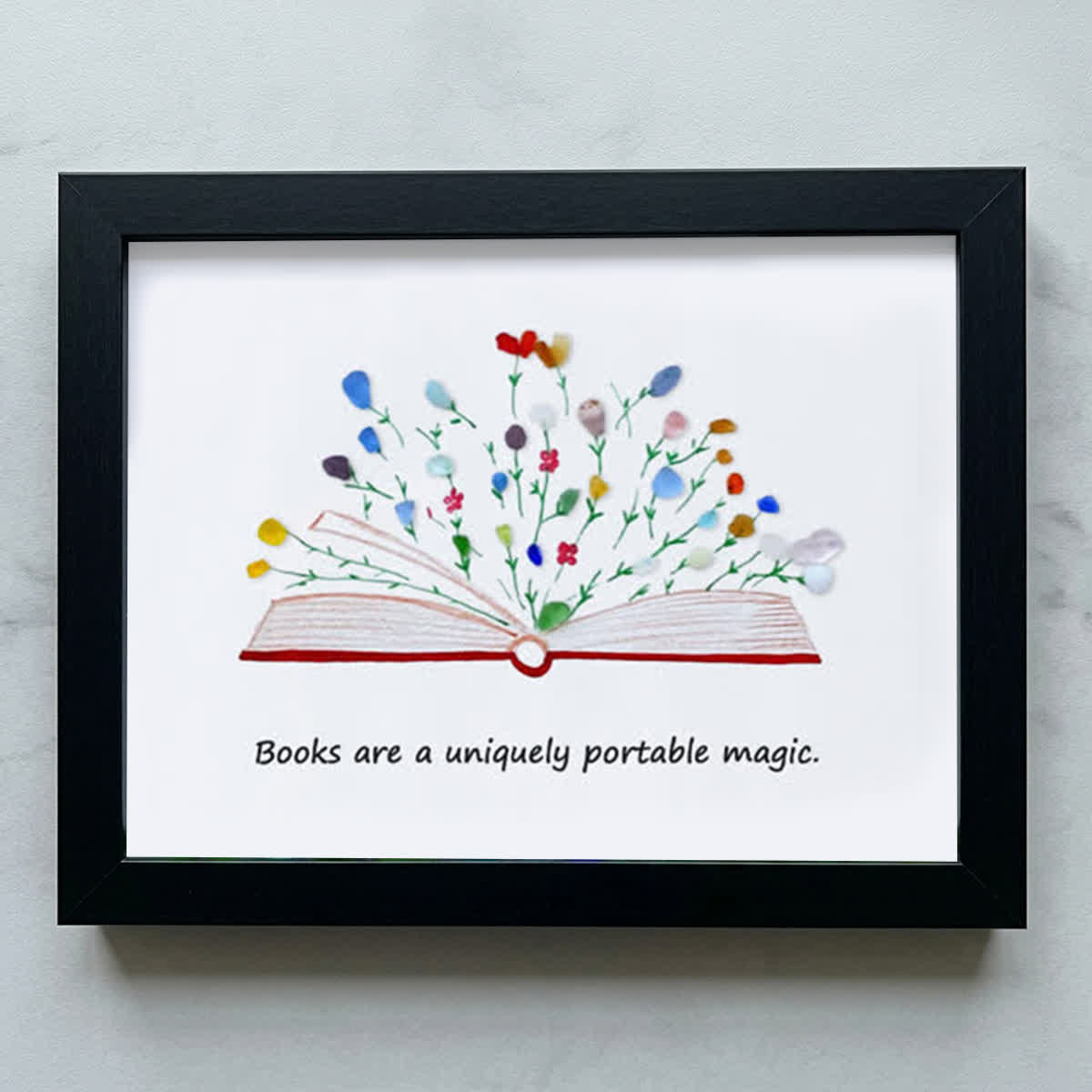 Magic Books Sea Glass Framed Art Inspirational Gift - Black - 6" X 8" - image 9