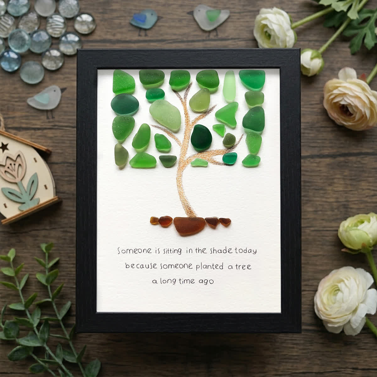 Growth Tree Of Gratitude Sea Glass Framed Art - Black - 8" X 6" - image 8