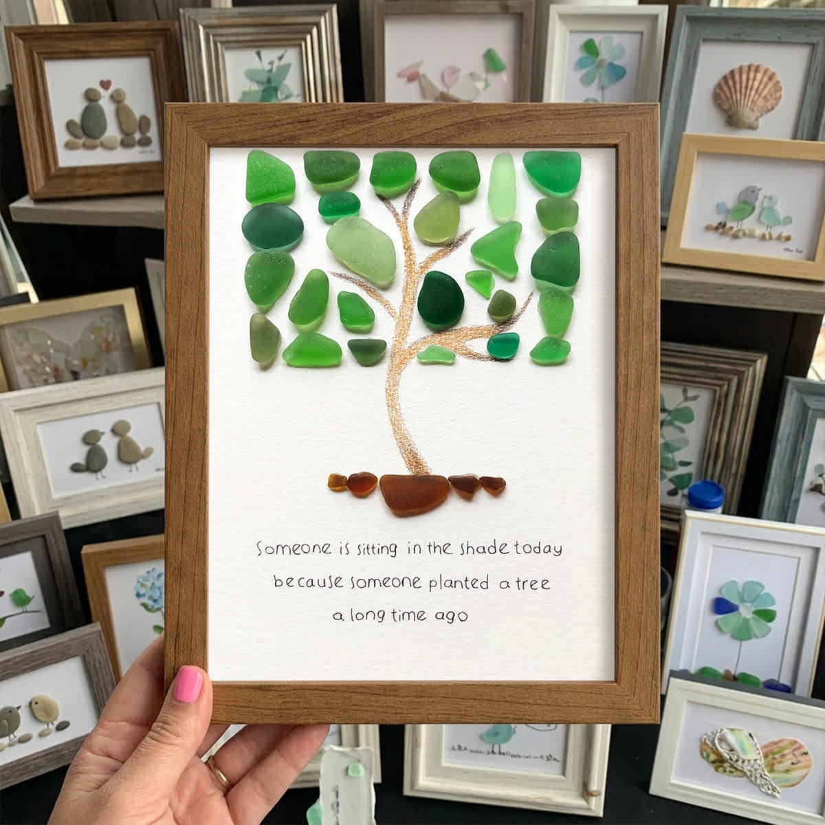 Growth Tree Of Gratitude Sea Glass Framed Art - Walnut Brown - 8" X 6" - image 7