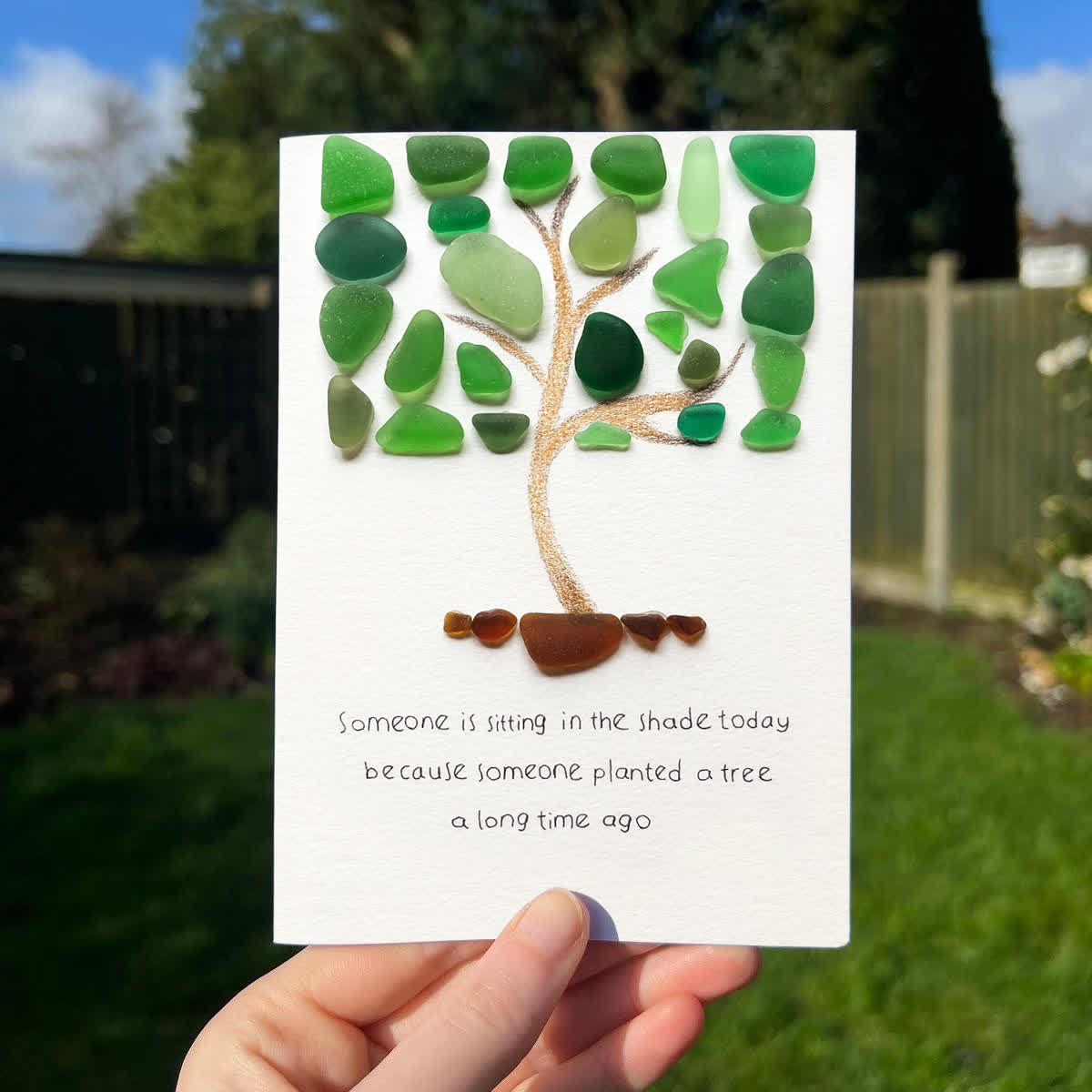 Growth Tree Of Gratitude Sea Glass Framed Art - Seaglass Card - 8" X 6" - image 1