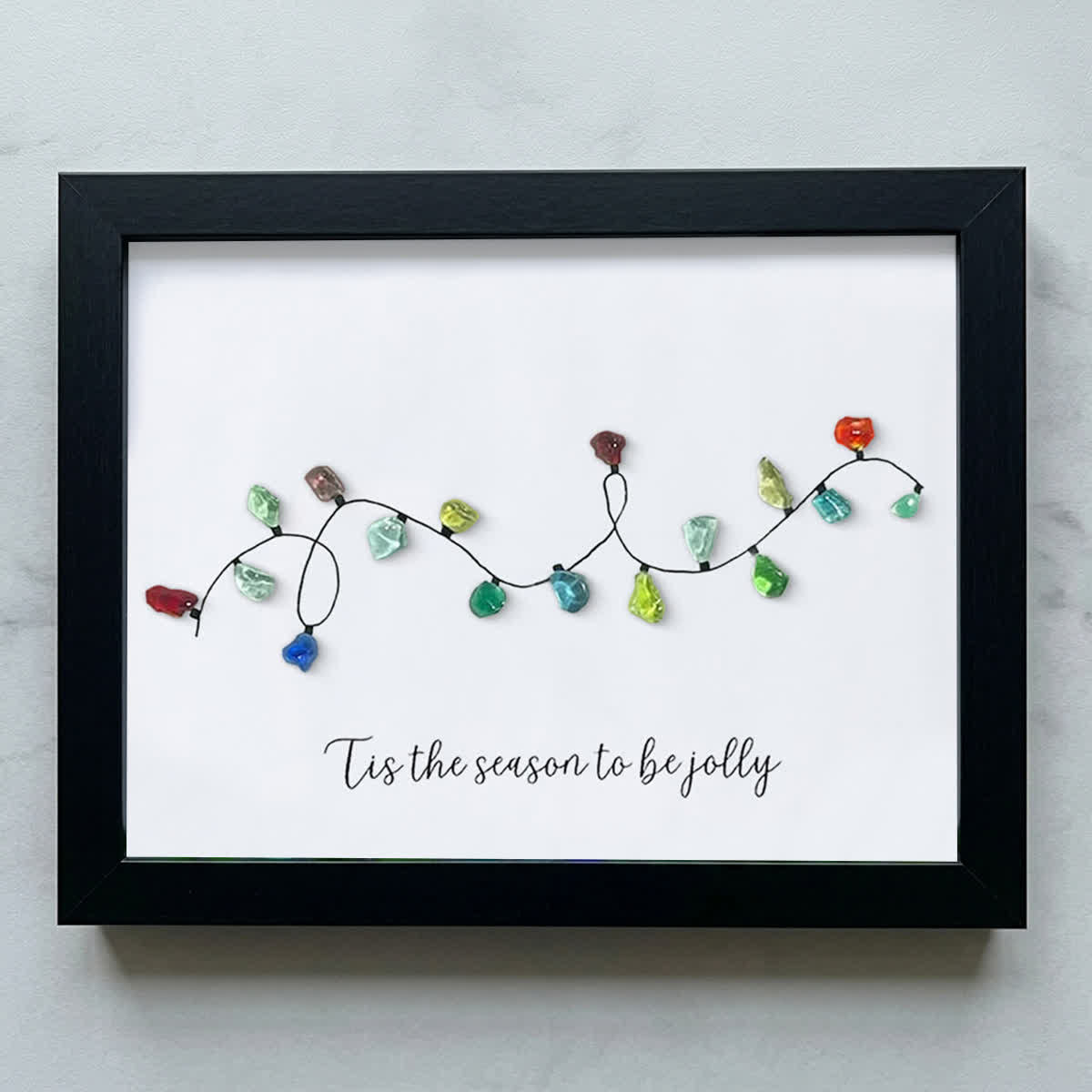 Christmas Light Bulbs Sea Glass Framed Art - Black - 6" X 8" - image 13