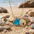 Birthstone Accent Initial Charm Sea Glass Necklace - image 3