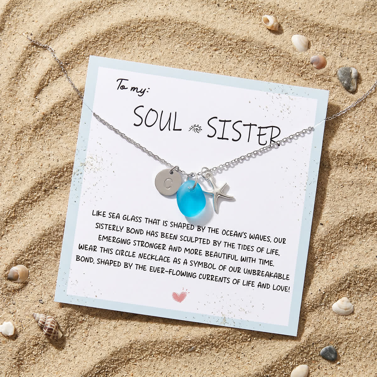 Soul Sister Starfish & Initial Charm Sea Glass Necklace - image 2