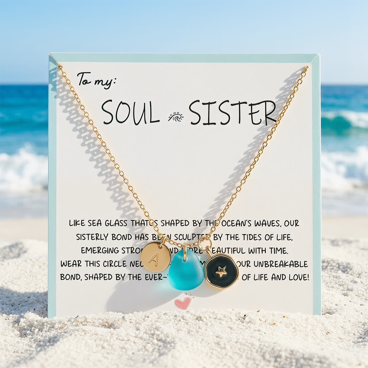 Coastal Starlight Initial Charm Sea Glass Necklace - image 2
