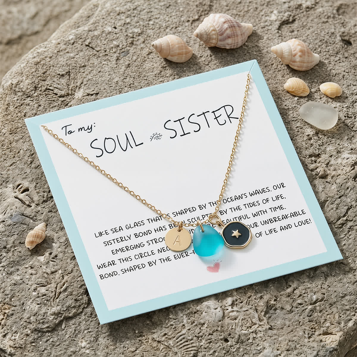 Coastal Starlight Initial Charm Sea Glass Necklace - image 6