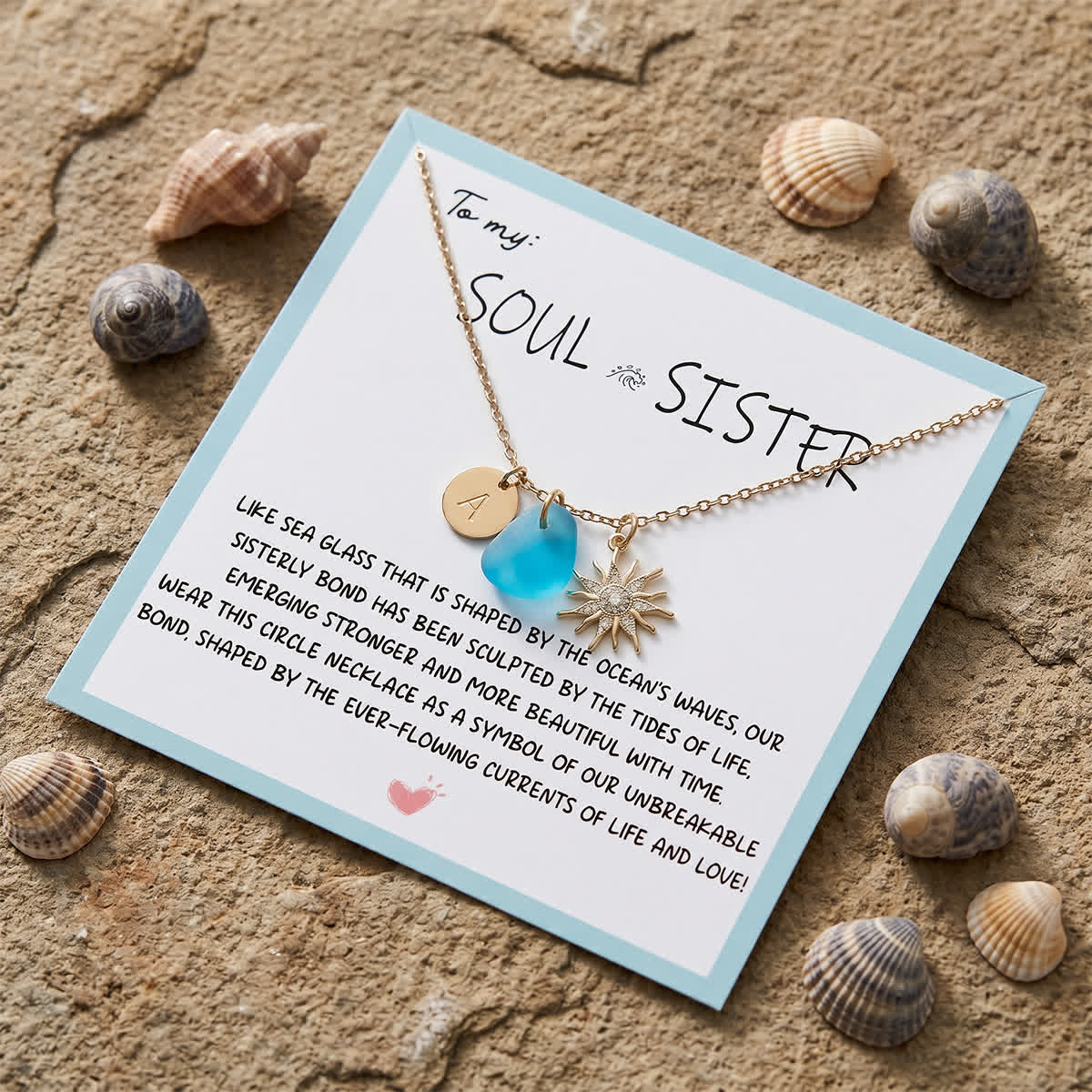 Sparkling Sun Accent Initial Sea Glass Necklace - image 6