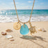 Crystal Turtle Pendant Initial Sea Glass Necklace - Aqua - Silver - Z - image 0
