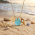 Ocean Treasure Pearl Shell Initial Charm Sea Glass Necklace - Aqua - Silver - Z - image 0
