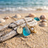 Ocean Treasure Pearl Shell Initial Charm Sea Glass Necklace - image 3