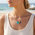 Enamel Shell & Initial Letter Charm Sea Glass Necklace - image 1