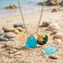 Enamel Shell & Initial Letter Charm Sea Glass Necklace - Aqua - Silver - Z - image 0