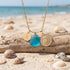 Conch Medallion Initial Charm Sea Glass Necklace - Aqua - Silver - Z - image 0