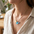 Blue Enamel Starfish Initial Charm Sea Glass Necklace - image 6