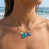 Blue Enamel Starfish Initial Charm Sea Glass Necklace - image 1
