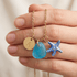 Blue Enamel Starfish Initial Charm Sea Glass Necklace - image 4