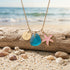 Pink Enamel Starfish Initial Charm Sea Glass Necklace - image 5