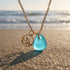 Minimalist Wave & Water Sea Glass Necklace - Aqua - Gold - image 0
