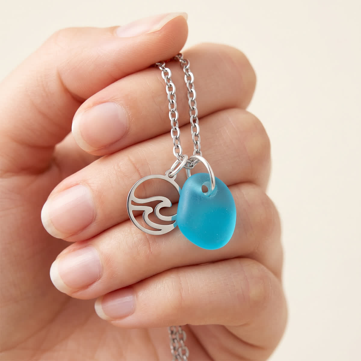Minimalist Wave & Water Sea Glass Necklace - image 10