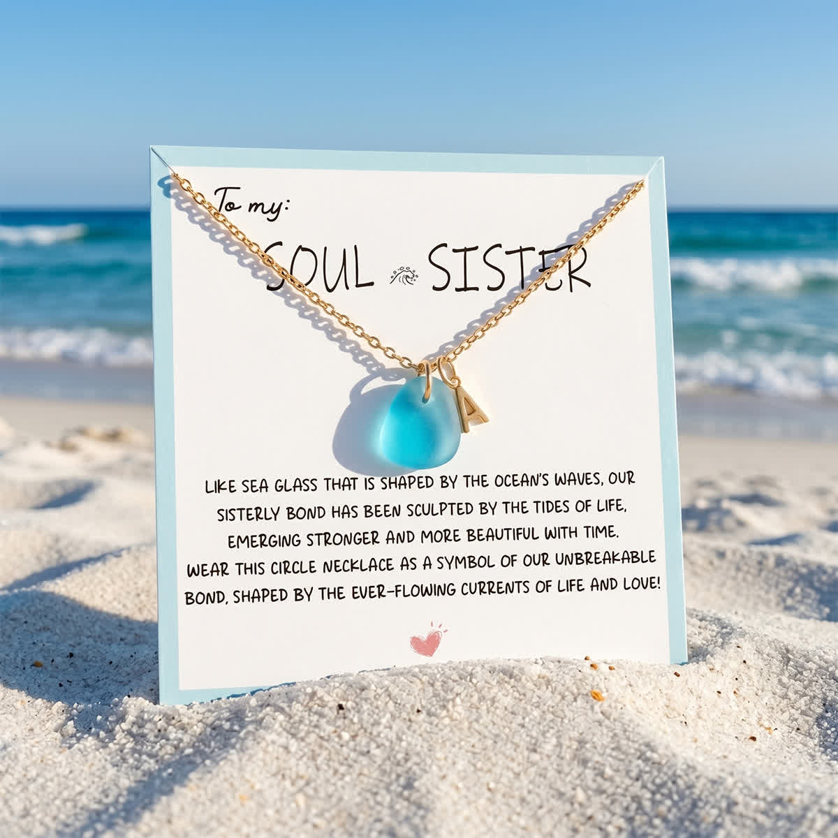 Ocean-Inspired Beachside Initial Letter Sea Glass Necklace - image 1