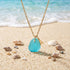 Ocean-Inspired Beachside Initial Letter Sea Glass Necklace - Aqua - Silver - Z - image 0