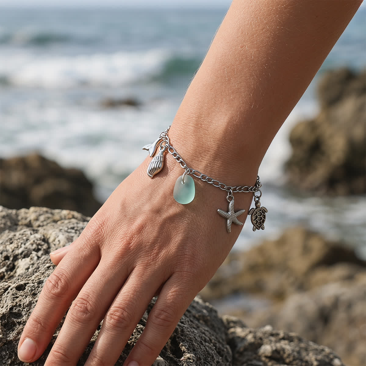 Mermaid's Treasure Beach-Inspired Sea Glass Bracelet - image 1