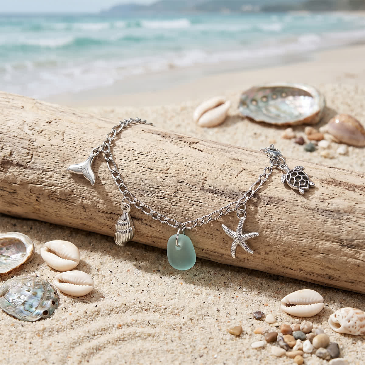 Mermaid's Treasure Beach-Inspired Sea Glass Bracelet - Sea Foam - image 0